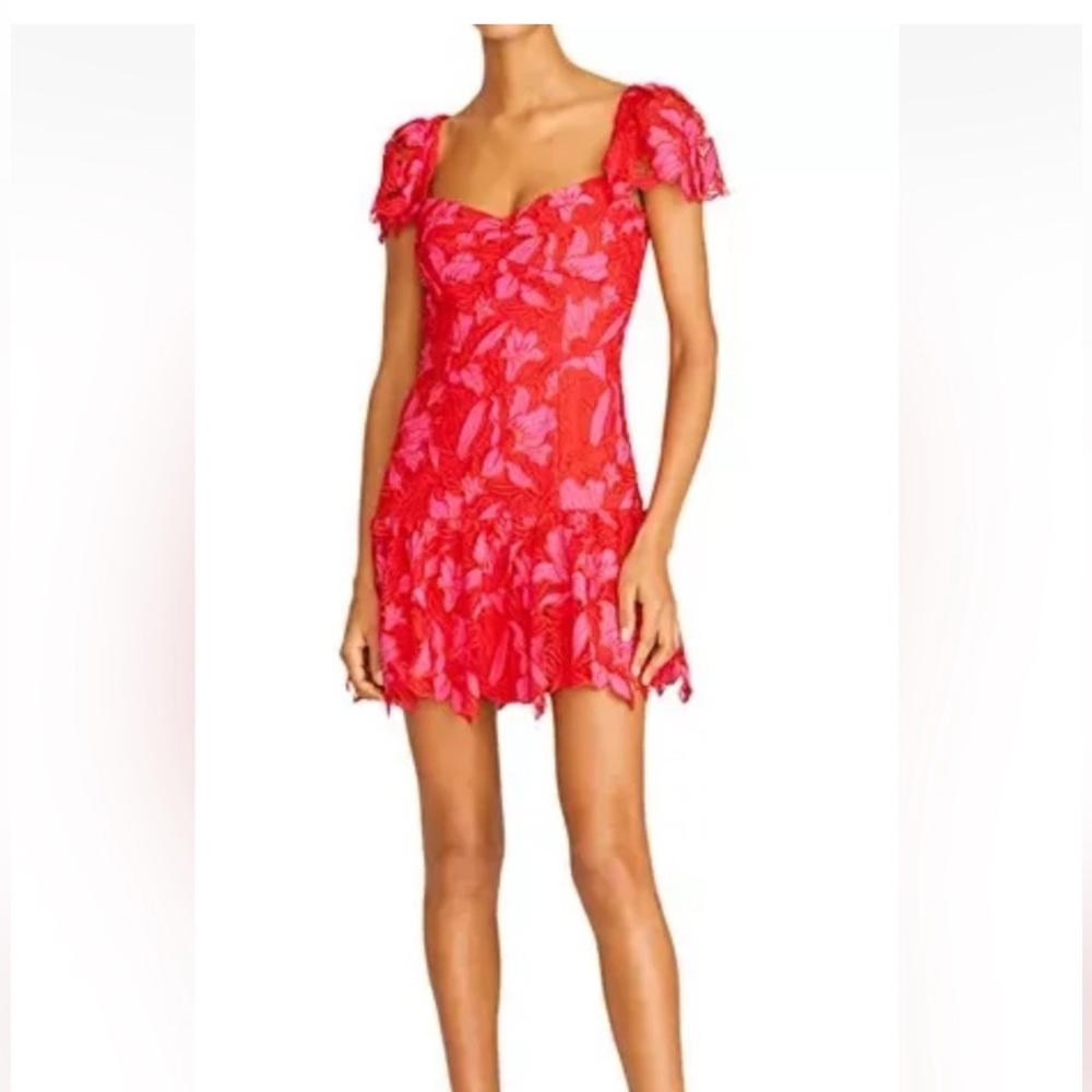 Monique Lhuillier Sweetheart Lace Dress